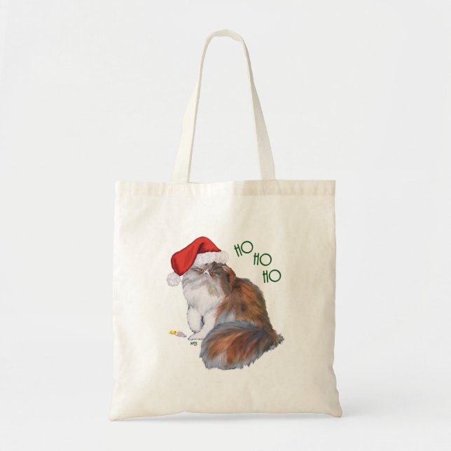 Bolso De Tela Gato Persa Calico Navidad (Frente)