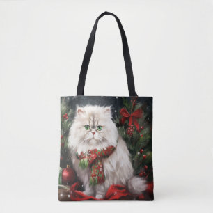 Bolso De Tela Gato persa en Navidades de nieve