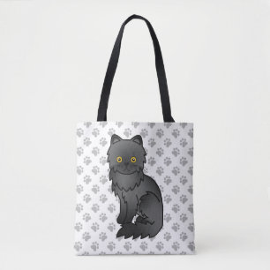 Bolso De Tela Gato persa negro lindo dibujo animado & patas