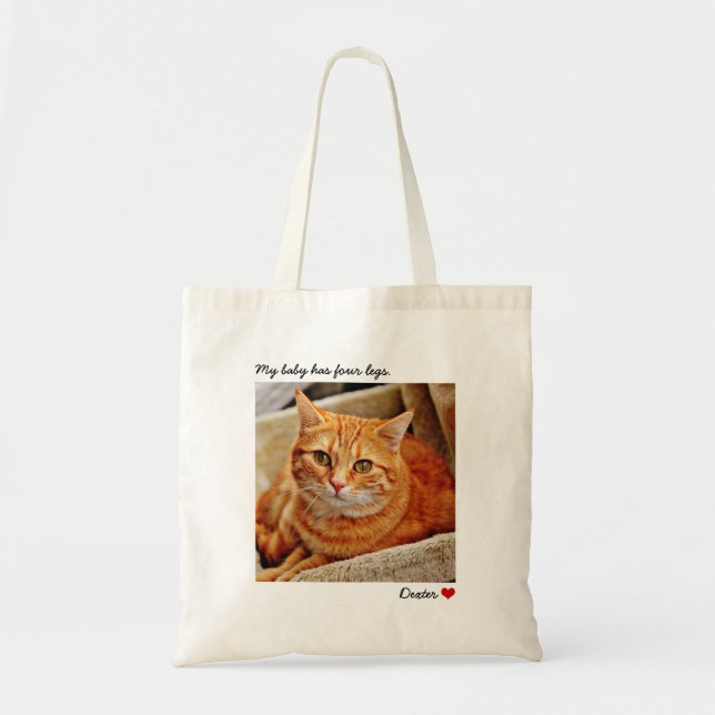 Bolso De Tela Gato personalizado de fotografía grande de persona (Frente)