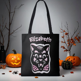 Bolso De Tela Gato personalizado de Halloween oscuro en truco ro