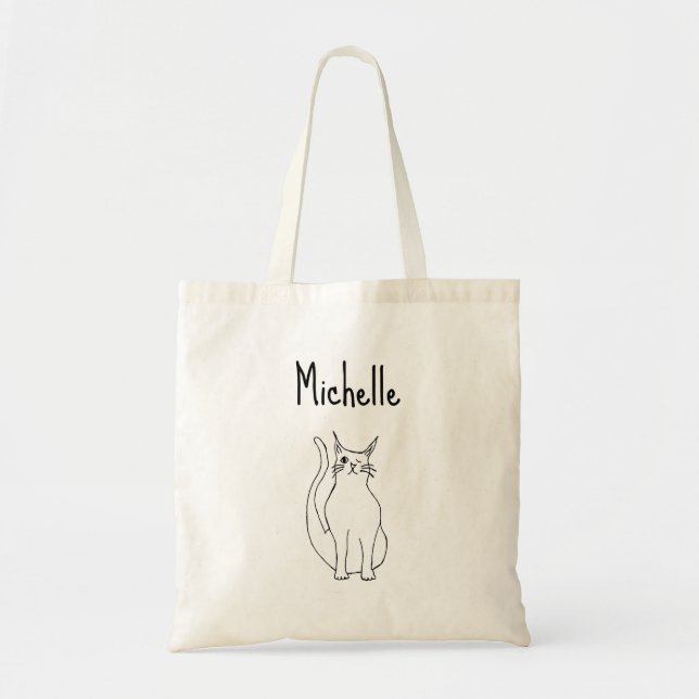 Bolso De Tela Gato Personalizado Winking Kitty Cute Girly (Frente)