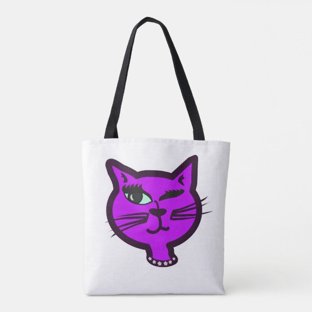 Bolso De Tela Gato Personalizado Winky Purple (Reverso)