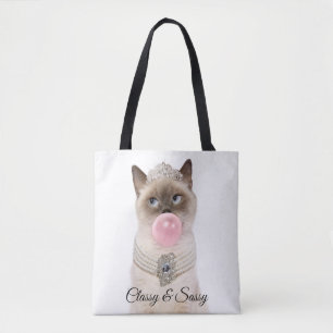 Bolso De Tela Gato Princesa Soplando Goma De Burbuja