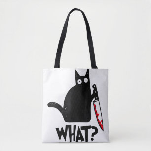 Bolso De Tela Gato Qué divertida camiseta de gato negro asesino