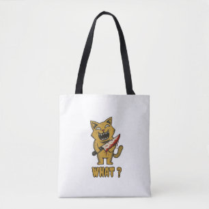 Bolso De Tela Gato qué _ Gracioso gato escalofriante con cuchill