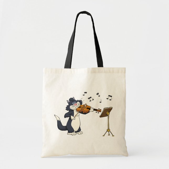 Bolso De Tela Gato que toca el violín (Frente)
