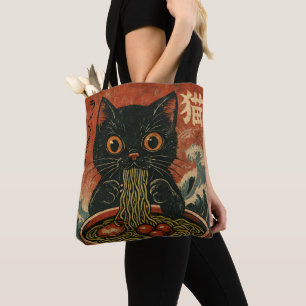 Bolso De Tela Gato Ramen japonés gracioso gráfico Kawaii Cat Ani