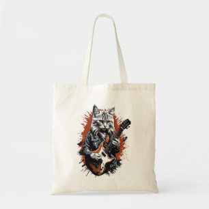 Bolso De Tela Gato Rockstar Desgarrando Guitarra