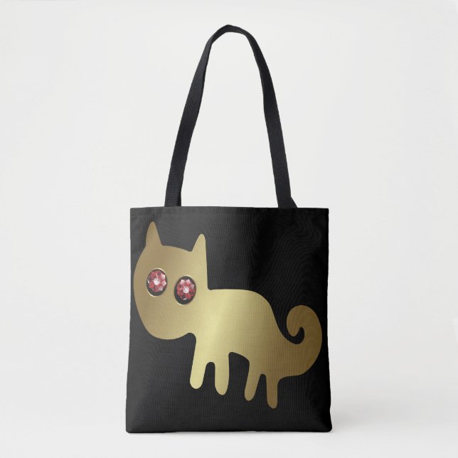 Bolso De Tela Gato Rojo Geoglíficos Animales (Anverso)