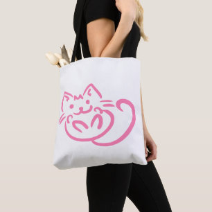 Bolso De Tela Gato rosado