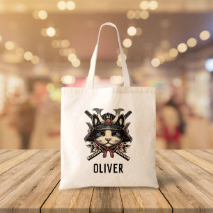 Bolso De Tela Gato Samurái Sabio