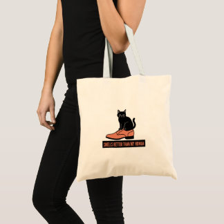 Bolso De Tela Gato Sarcástico en Zapato Meme de Linograbado