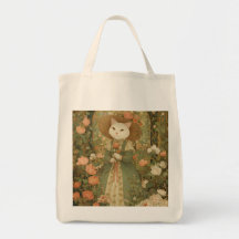 Gato - Señora victoriana de gatos con rosas