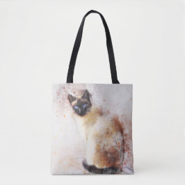 Bolso De Tela Gato siamés acuarela