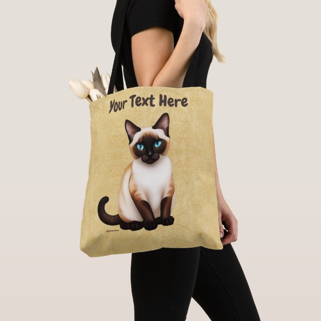 Bolso De Tela Gato Siamés En Papel Antiguo (Detalle)