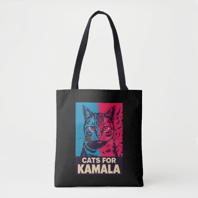 Bolso De Tela Gato sin hijos votando Kamala Harris 2024 (Anverso)