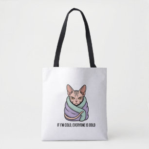Bolso De Tela Gato Sphynx Gruñón Arte de Dibujos Animados con Hu