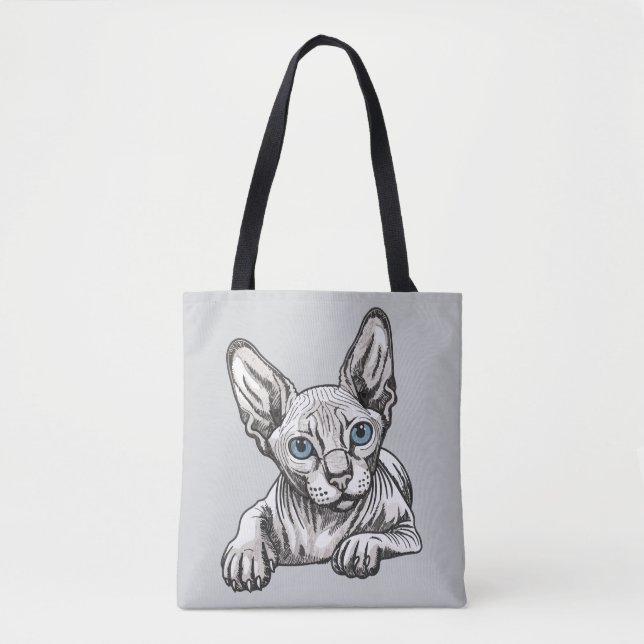 Bolso De Tela Gato Sphynx sin pelo  (Anverso)