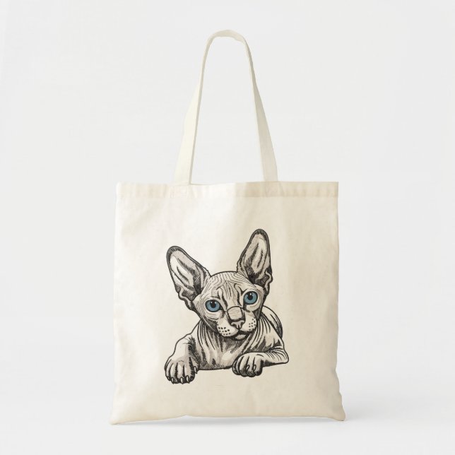 Bolso De Tela Gato Sphynx sin pelo  (Frente)