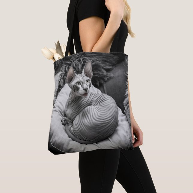 Bolso De Tela Gato Sphynx sin pelo (Detalle)