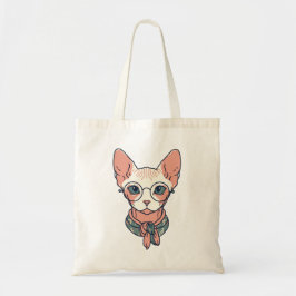 Bolso De Tela Gato Sphynx sin pelo que lleva gafas
