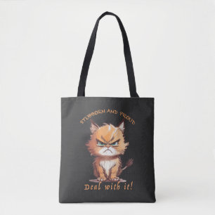 Bolso De Tela Gato Stubborn Trato Con Esto Es Agradable Gracioso
