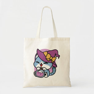 Bolso De Tela Gato Tabby de Halloween – Arte de Sombrero de Bruj