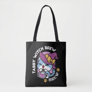 Bolso De Tela Gato Tabby de Halloween – Sombrero de Bruja y Arte