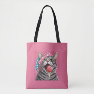 Bolso De Tela Gato Tabby Gris Divertido Cosas de Verano