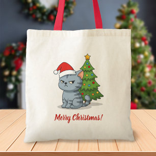 Bolso De Tela Gato Tabby Gris Gruñón Sombrero Rojo Árbol de Navi