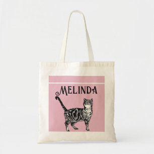 Bolso De Tela Gato Tabby Pastel Gatos Niños Chicas Rosa Ligero