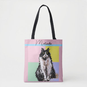 Bolso De Tela Gato Tabby Pastel Gatos Niños Chicas Rosa Ligero