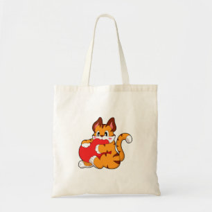 Bolso De Tela Gato tigre enamorado del corazón. PNG