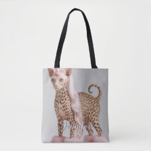 Bolso De Tela Gato Unicornio Leopardo Glam en Tacones de Pelaje 