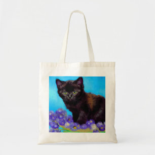 Bolso De Tela Gato Van Gogh y flores