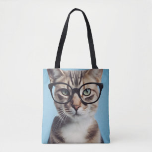 Bolso De Tela Gato vistiendo gafas