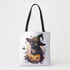 Bolso De Tela Gato y calabaza de Halloween