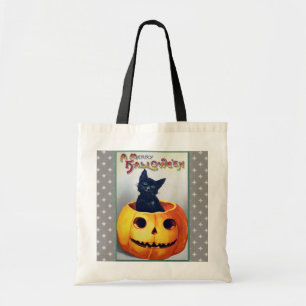 Bolso De Tela Gato y calabaza de Halloween del vintage