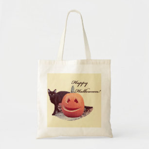 Bolso De Tela Gato y calabaza feliz Halloween