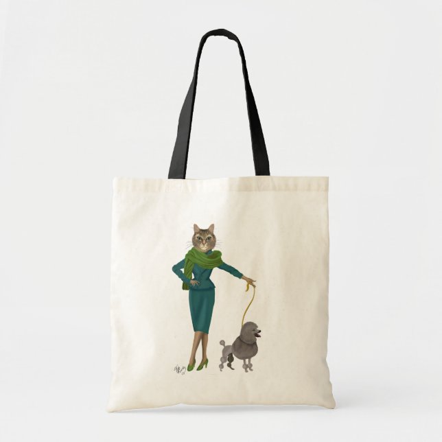 Bolso De Tela Gato y caniche (Frente)