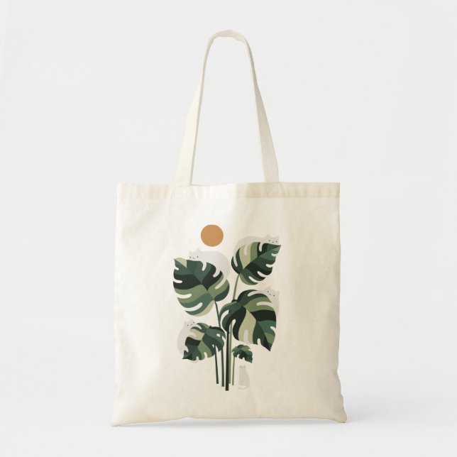 Bolso De Tela Gato y planta 11 (Frente)