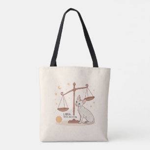 Bolso De Tela Gato Zodiaco Libra Balanza Todavía Decidiendo Arte