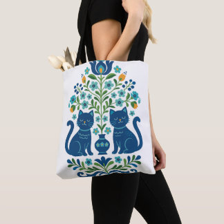 Bolso De Tela Gatos azules del arte popular – Diseño caprichoso