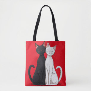 Bolso De Tela Gatos blancos y negros