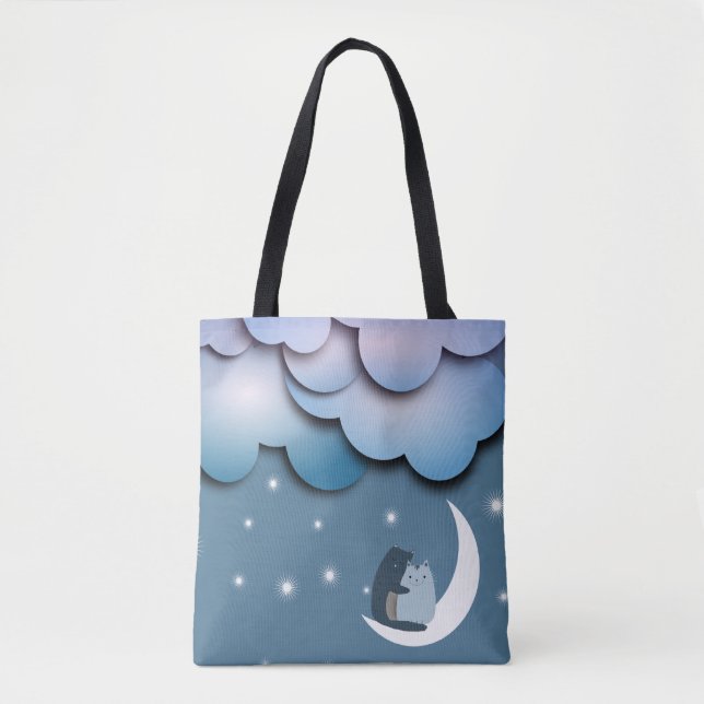 Bolso De Tela Gatos burdos se burlan del arte lunar (Anverso)