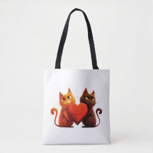 Bolso De Tela Gatos, corazón, mascota