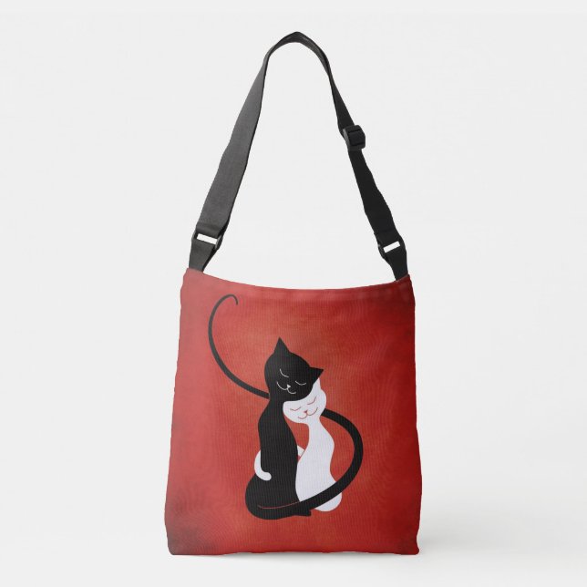Bolso De Tela Gatos Cuidados Enamorados Gato Rojo Amante (Anverso)