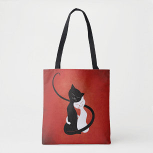 Bolso De Tela Gatos Cuidados Enamorados Gato Rojo Amante