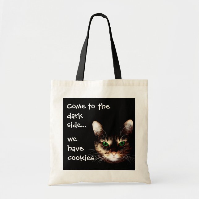 Bolso De Tela Gatos de Badass - "el lado oscuro tiene galletas " (Frente)